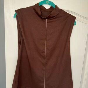 SHEIN Sleeveless Mock Neck Top in Brown